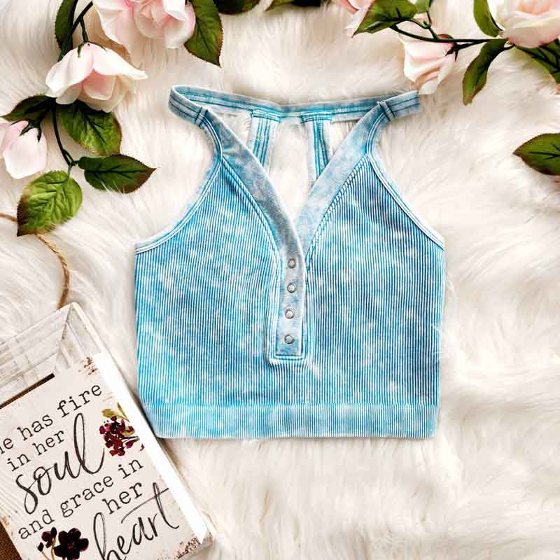 Washed V-Neck Bralette Without Padding