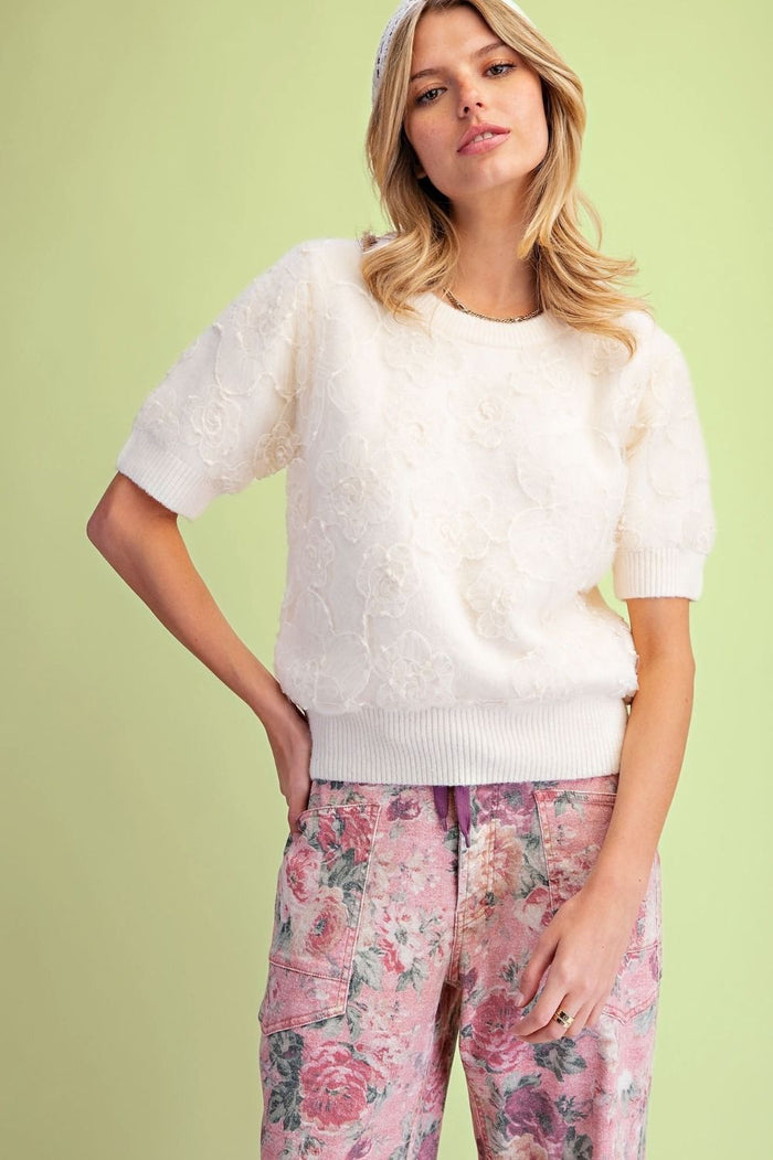 Floral Textured Sweater Top