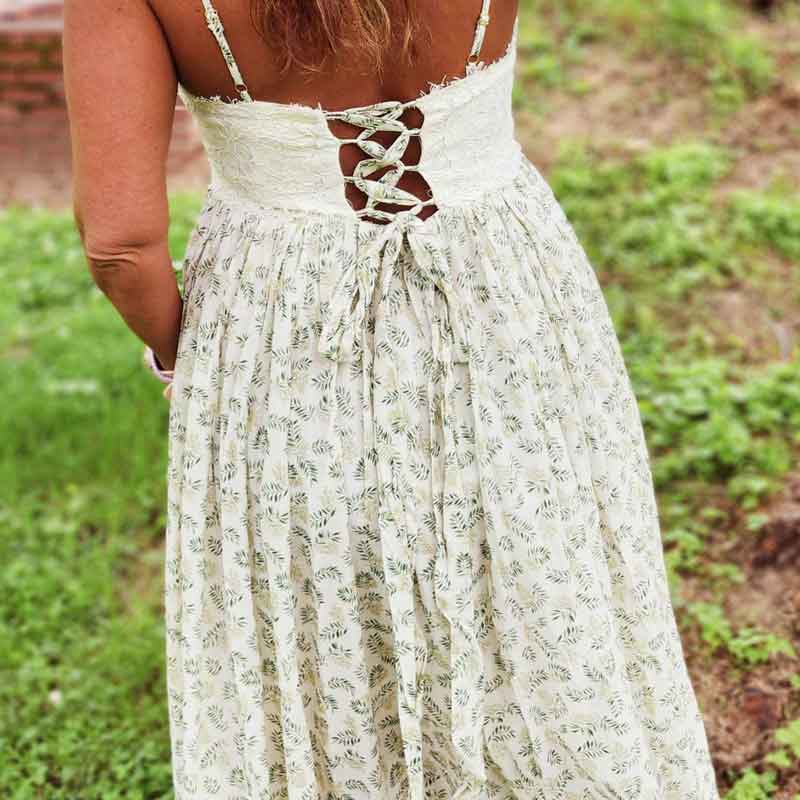 Lace Contrast Maxi Dress