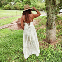 Lace Contrast Maxi Dress