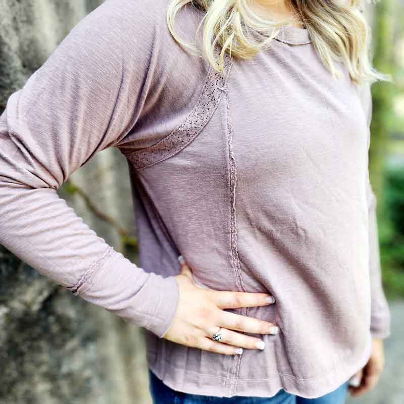 Lace Raglan Long Sleeve Top