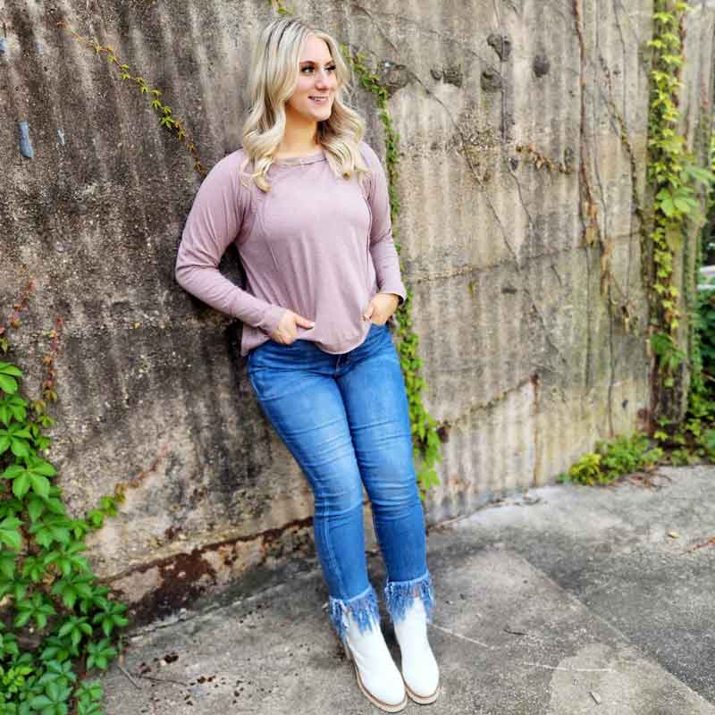 Lace Raglan Long Sleeve Top