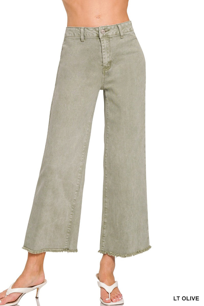 Acid Washed Wide Leg Pants