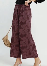 Floral Jacquard Wide Leg Pants