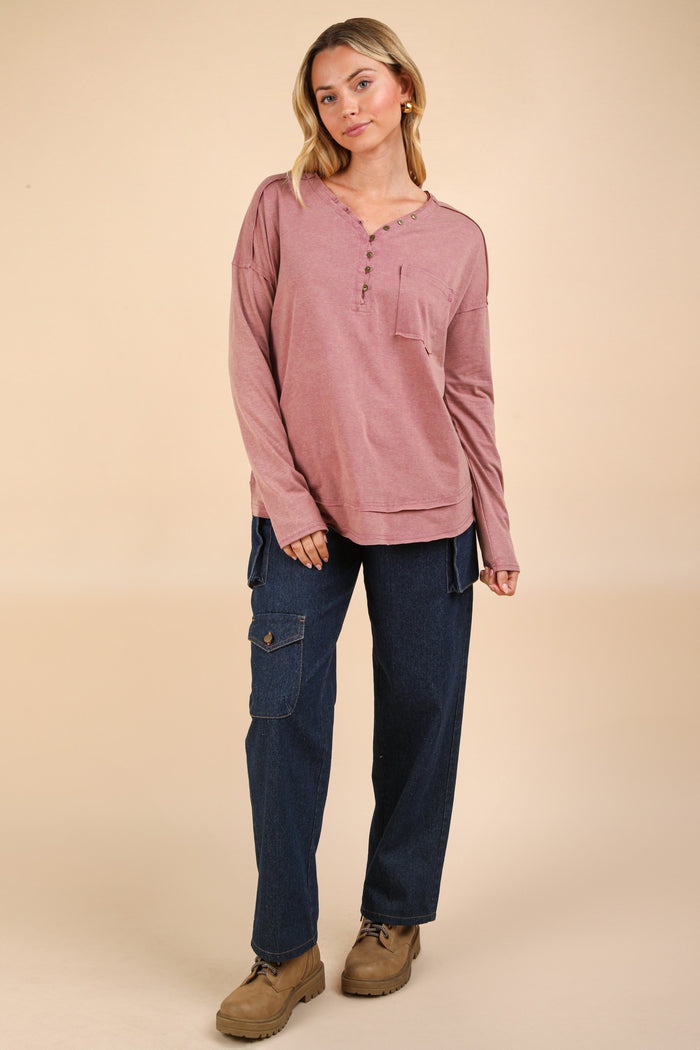 Mineral Wash Long Sleeve Top