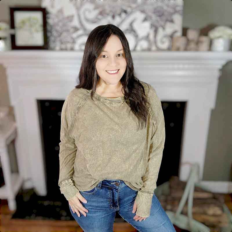 Crinkle Washed Long Sleeve Top