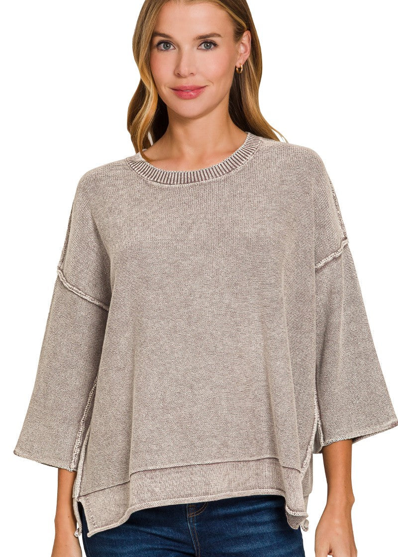 Washed Sweater Top