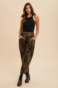 Leopard Print Barrel Pants