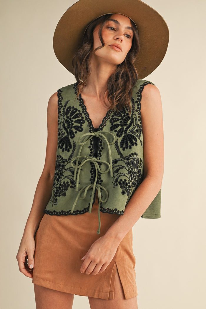 Vintage Crochet Suede Vest