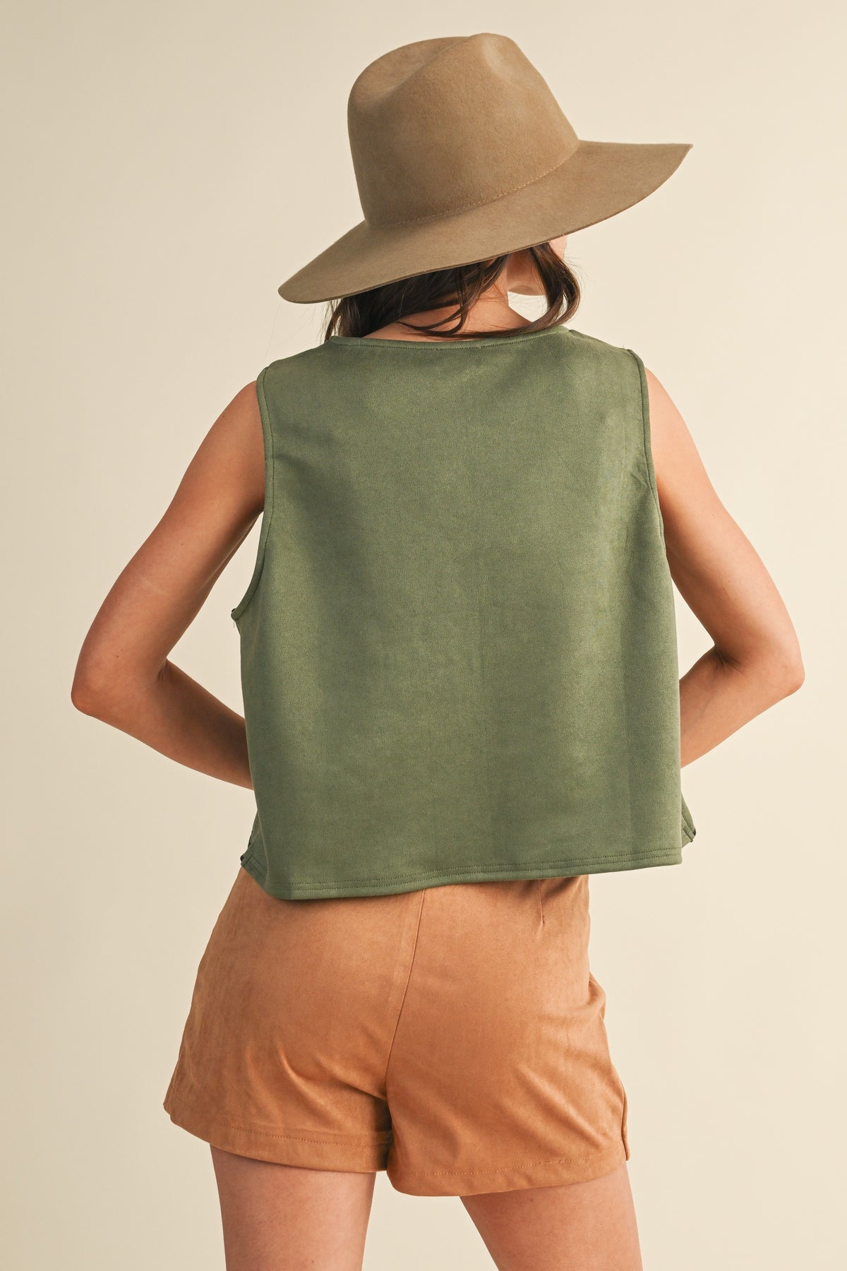 Vintage Crochet Suede Vest