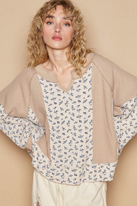 POL Oversized Floral Contrast Top