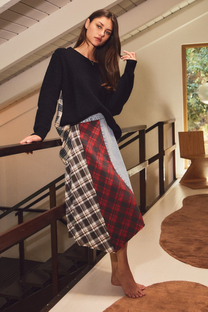 Patchwork Midi Skirt