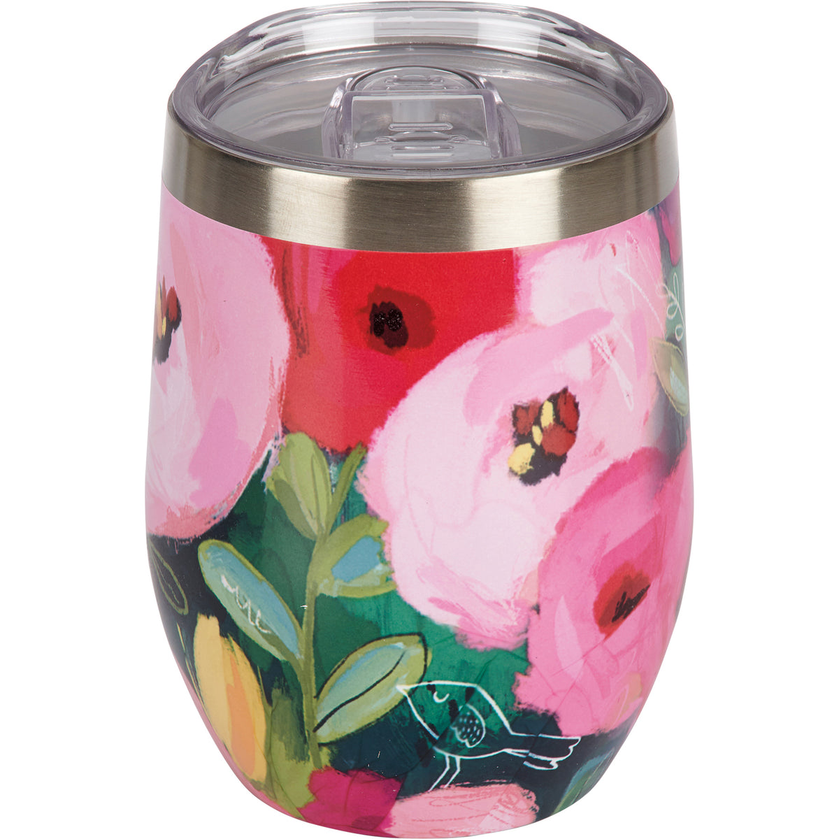 Pink Poppies Wine Tumbler