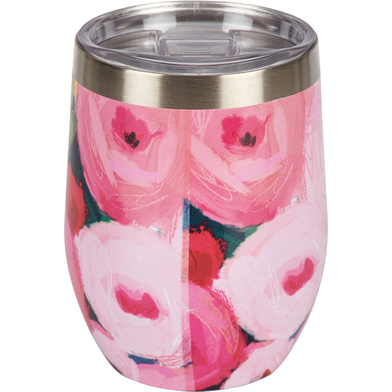 Pink Poppies Wine Tumbler