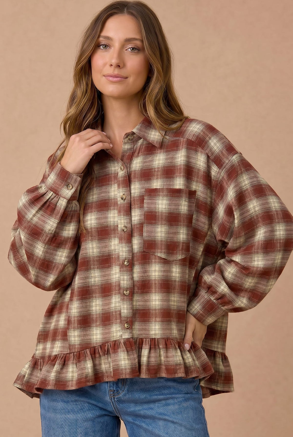 Plaid Babydoll Top