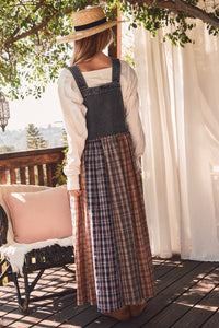 Denim & Plaid Overall Dress
