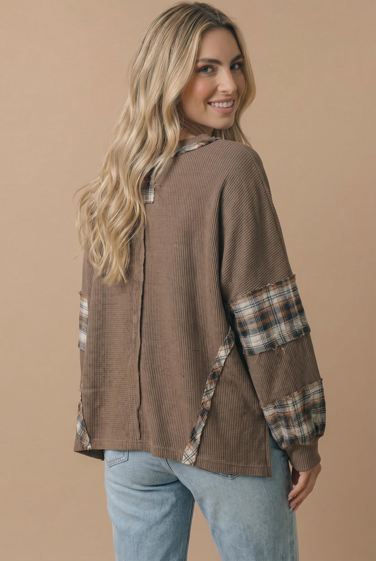 Plaid Sleeve Top