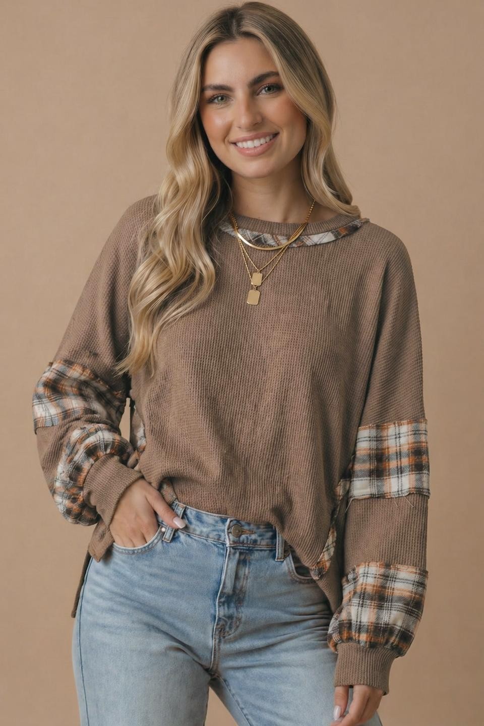 Plaid Sleeve Top