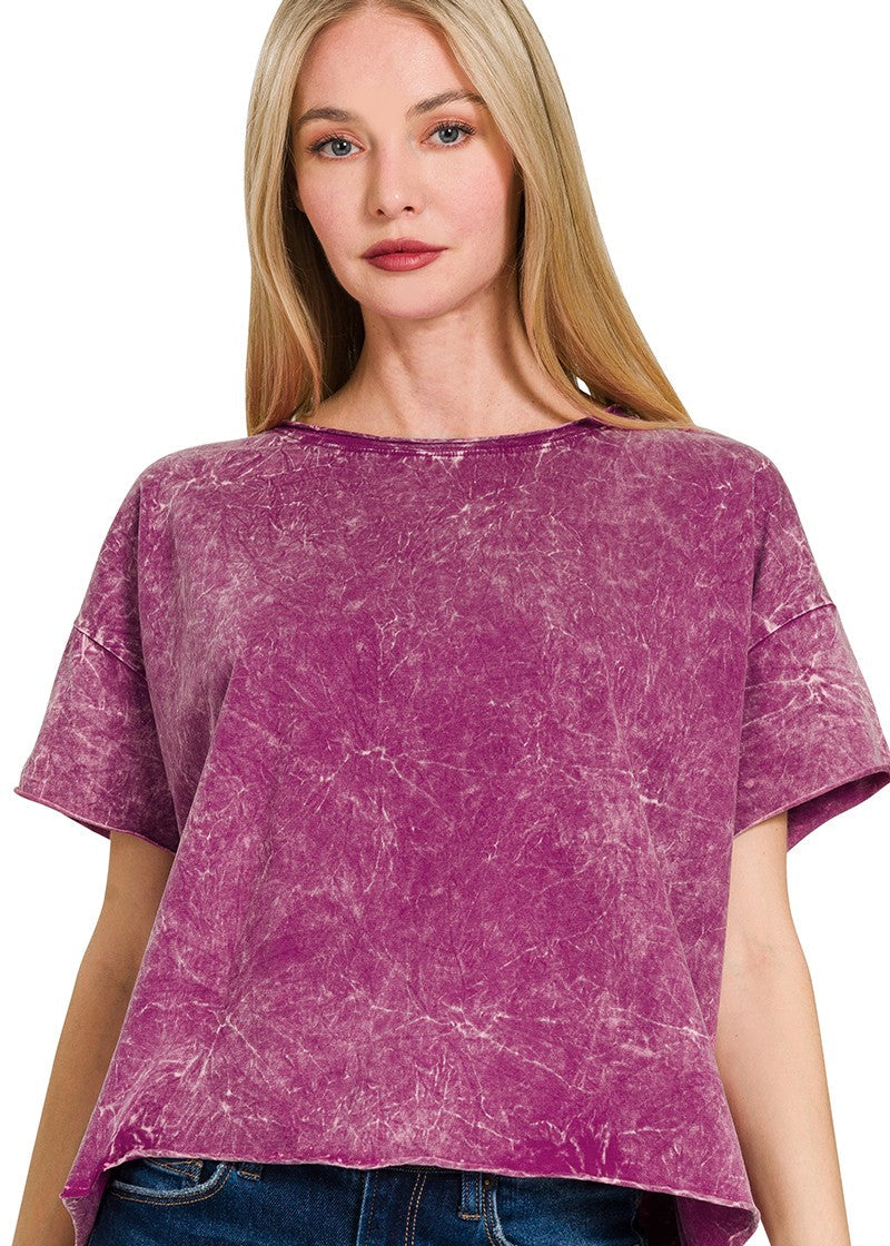 Acid Washed Crop Tee