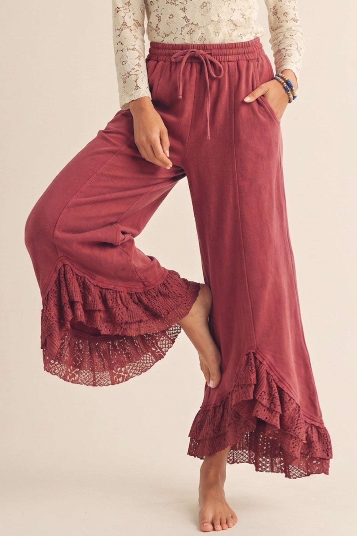 Romantic Lace Wide Leg Pants