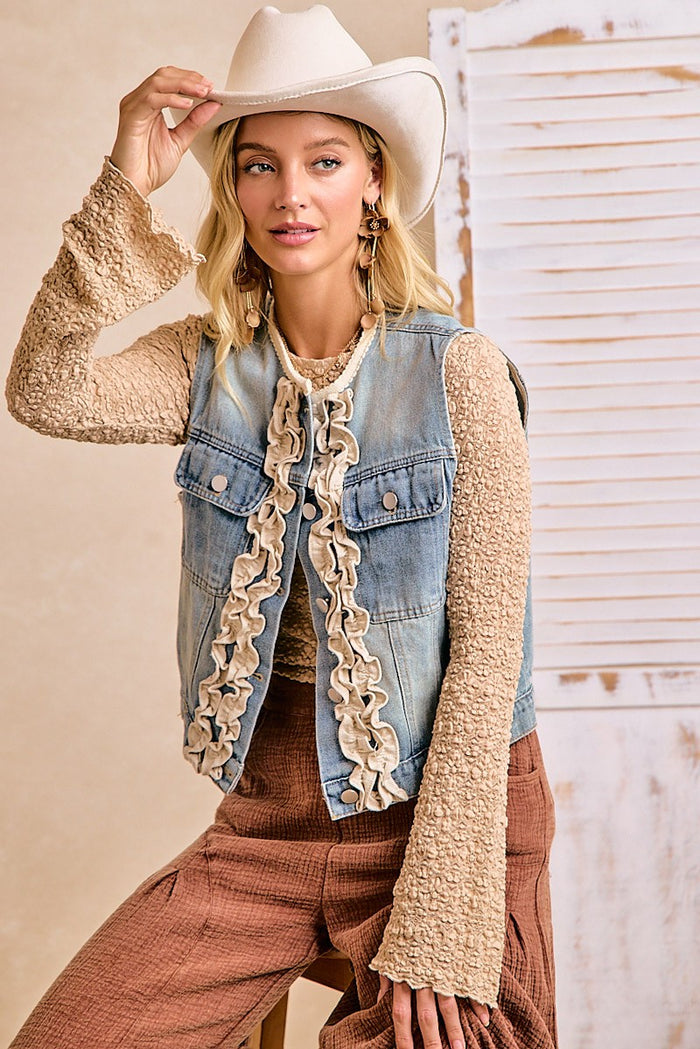 Denim Ruffle Vest