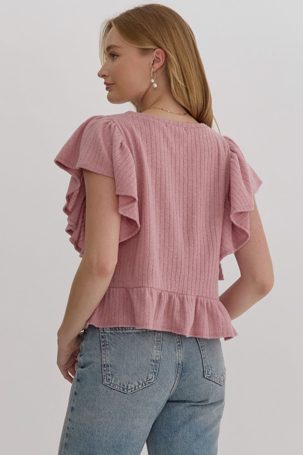Ruffled Crop Sweater Top