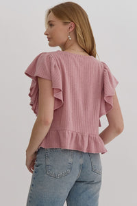 Ruffled Crop Sweater Top