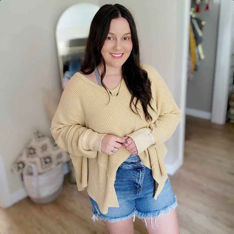 Summer Nights Waffle Sweater Top