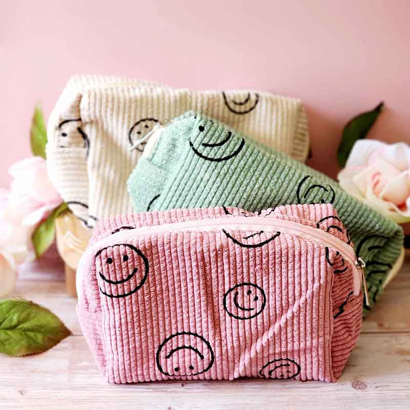 Corduroy All Smiles Makeup Bag