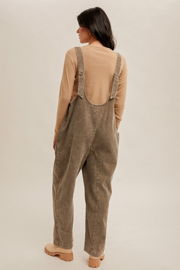 Snow Wash Corduroy Overalls