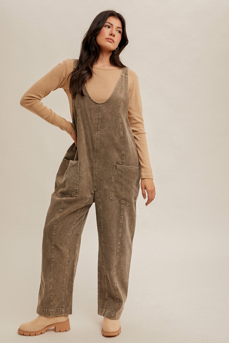 Snow Wash Corduroy Overalls