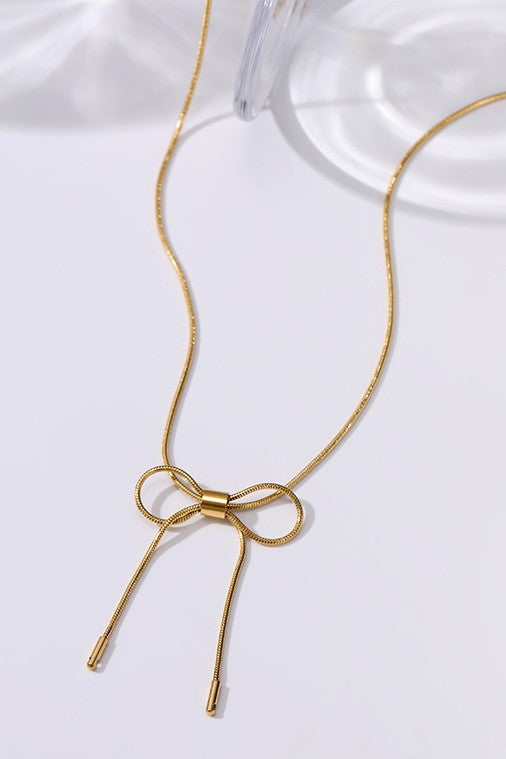 Tarnish Free Elegant Bow Necklace
