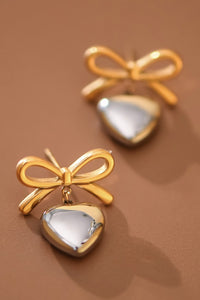 Tarnish Free Bow & Hearts Earrings