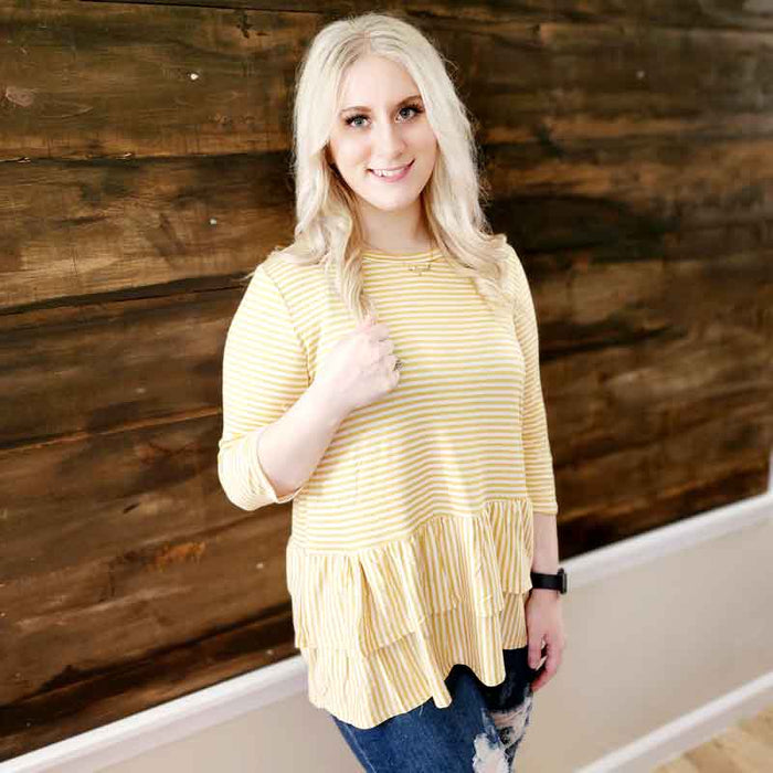 Stripe Tiered Ruffles Top