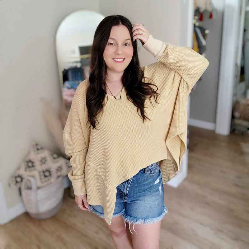 Summer Nights Waffle Sweater Top