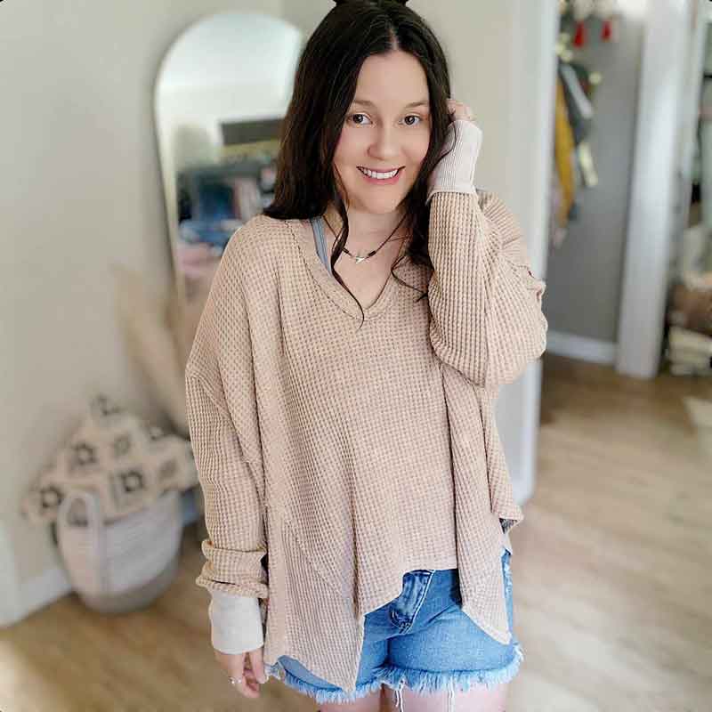 Summer Nights Waffle Sweater Top