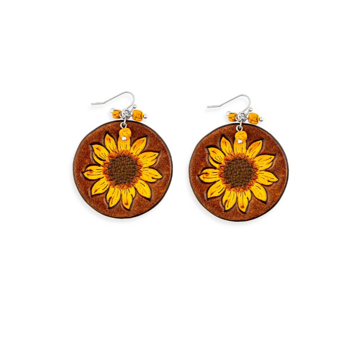 Sunflower Leather Earrings