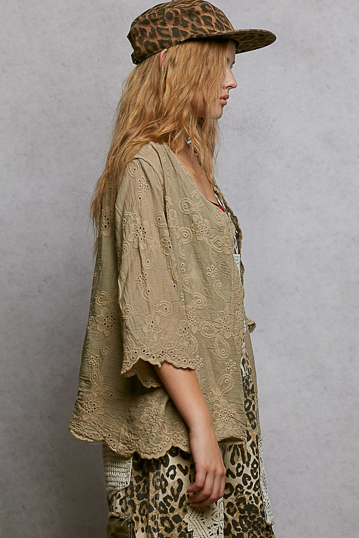 Floral Lace Button Top