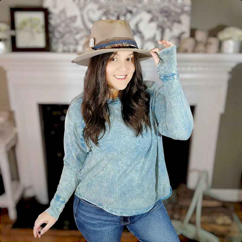 Crinkle Washed Long Sleeve Top