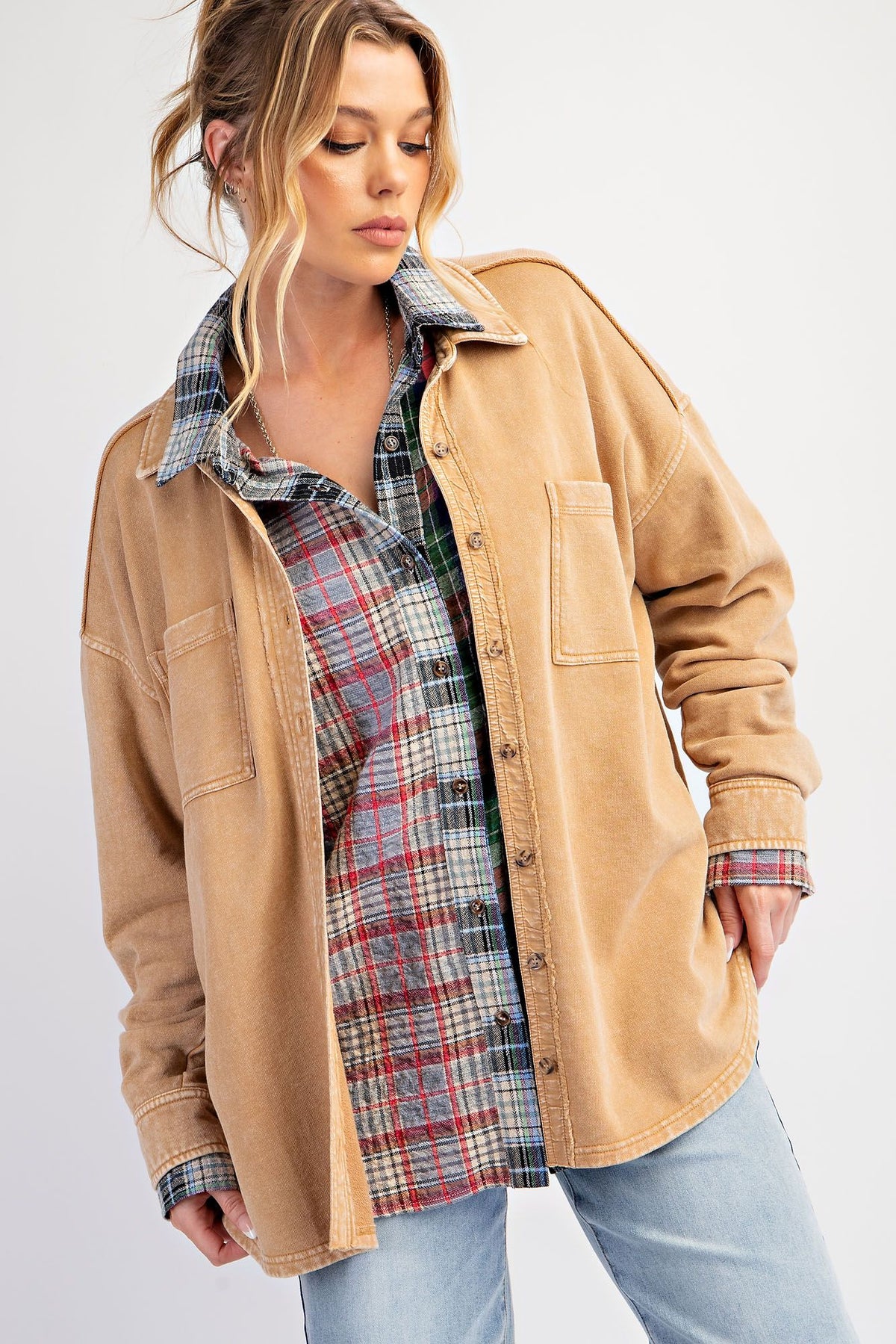 Button Down Terry Shacket