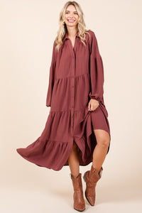 Tiered Button Down Maxi Dress