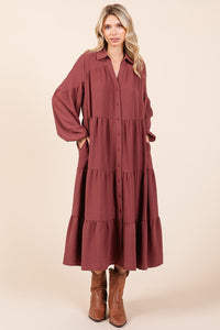 Tiered Button Down Maxi Dress