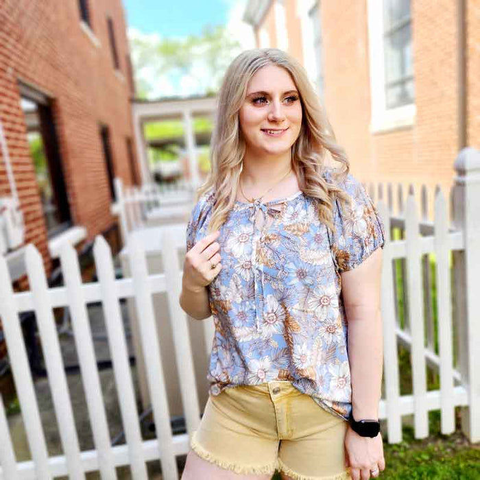 Allover Floral Peasant Top