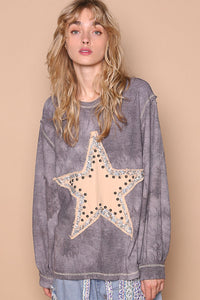 POL Vintage Wash Star Patch Top