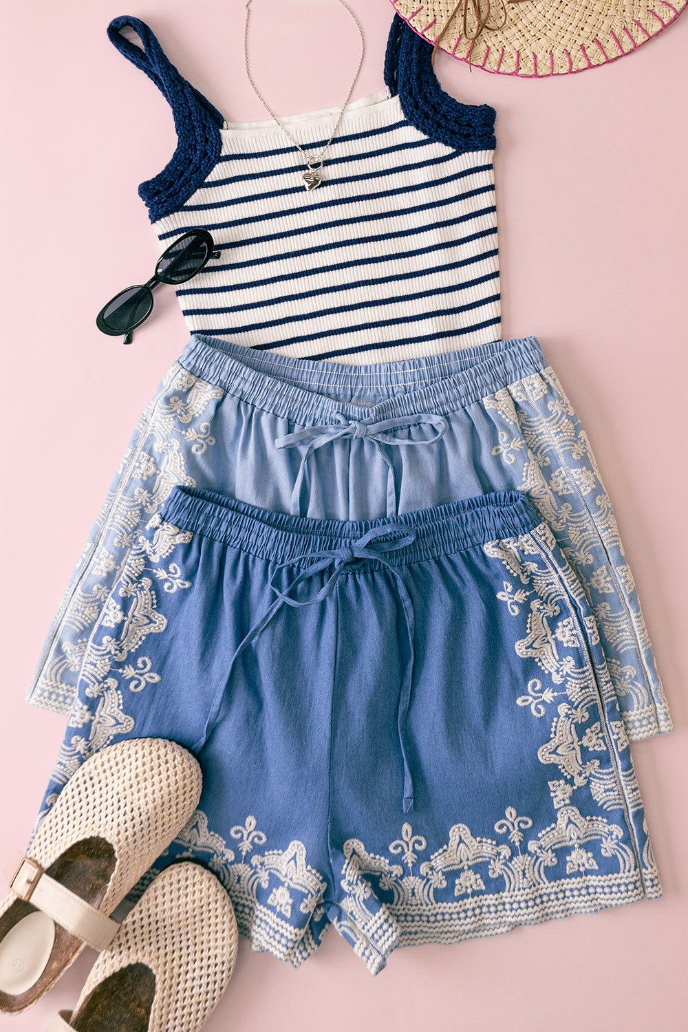 Vintage Lace Denim Shorts