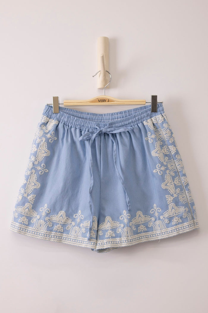 Vintage Lace Denim Shorts