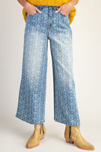 Easel Washed Floral Denim Pants