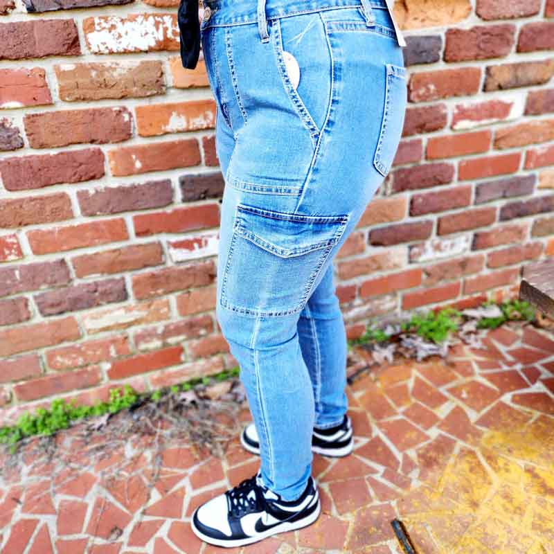 Junior High Rise Skinny Cargo Jeans