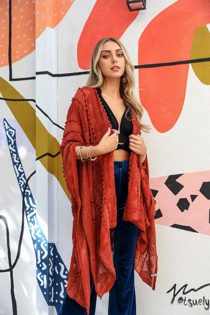 Zig Zag Embroidered Kimono