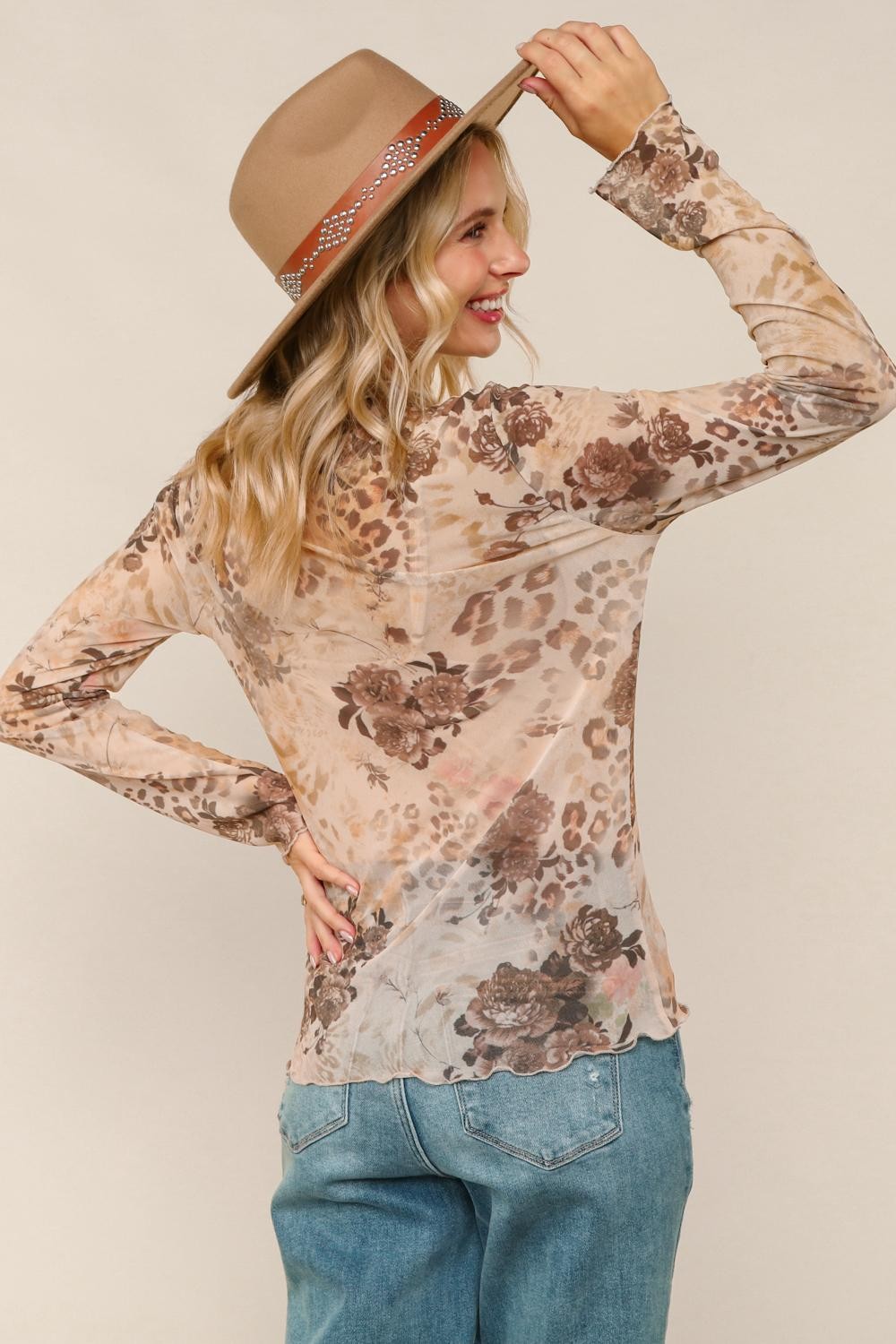 Animal Print Sheer Top